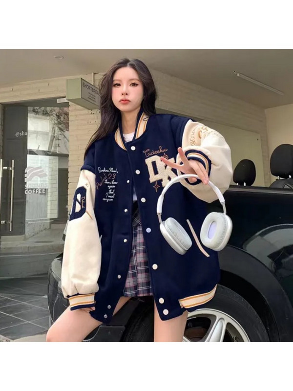 Jachete și paltoane brodate cu litere retro americane pentru femei Y2K Street Hip Hop Trend Baseball Harajuku Jachetă lejeră