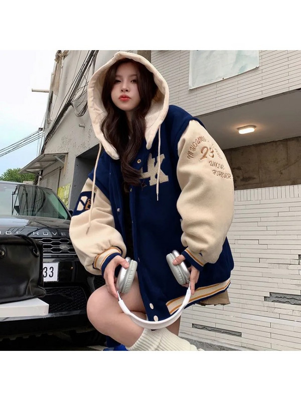 Jachete și paltoane brodate cu litere retro americane pentru femei Y2K Street Hip Hop Trend Baseball Harajuku Jachetă lejeră
