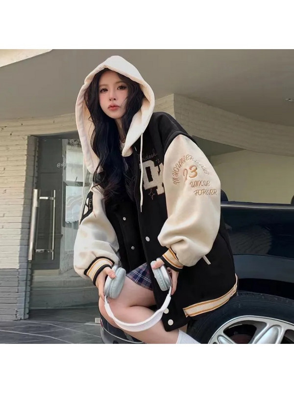 Jachete și paltoane brodate cu litere retro americane pentru femei Y2K Street Hip Hop Trend Baseball Harajuku Jachetă lejeră