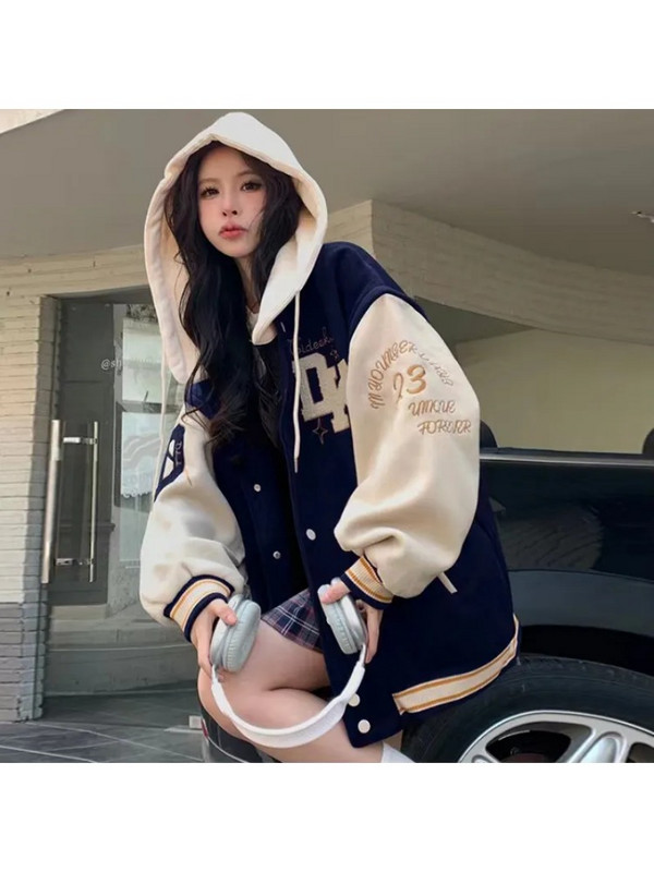 Jachete și paltoane brodate cu litere retro americane pentru femei Y2K Street Hip Hop Trend Baseball Harajuku Jachetă lejeră