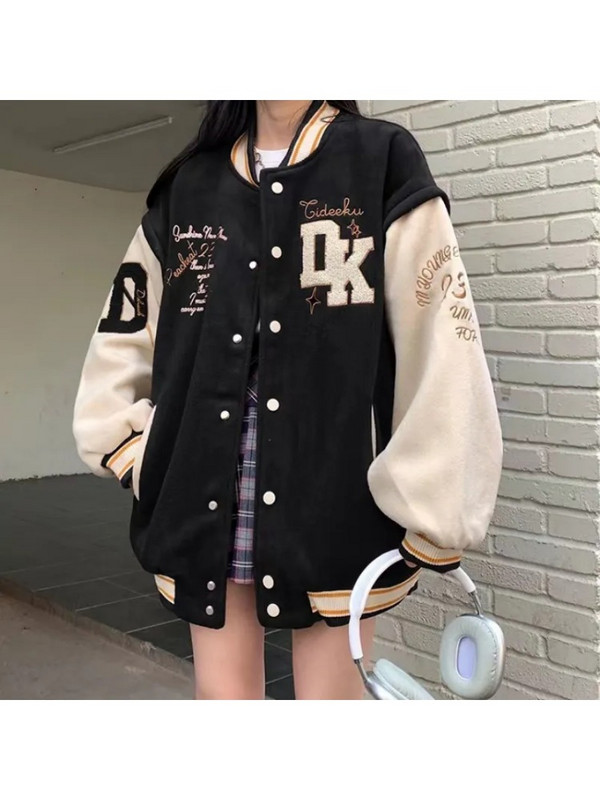 Jachete și paltoane brodate cu litere retro americane pentru femei Y2K Street Hip Hop Trend Baseball Harajuku Jachetă lejeră