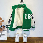 2023. Jesen Zima Dječaci Djevojčice Janjeći vuneni kaput Flis zadebljani moderan zimski ležerni vuneni kaput s slovima Dječja odjeća