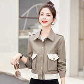 Spojena kožna jakna Epoleta Ženski kožni kaput Ovratnik na ovratnik Kožna odjeća Gornji dijelovi Motociklističke jakne Antilop umjetna koža