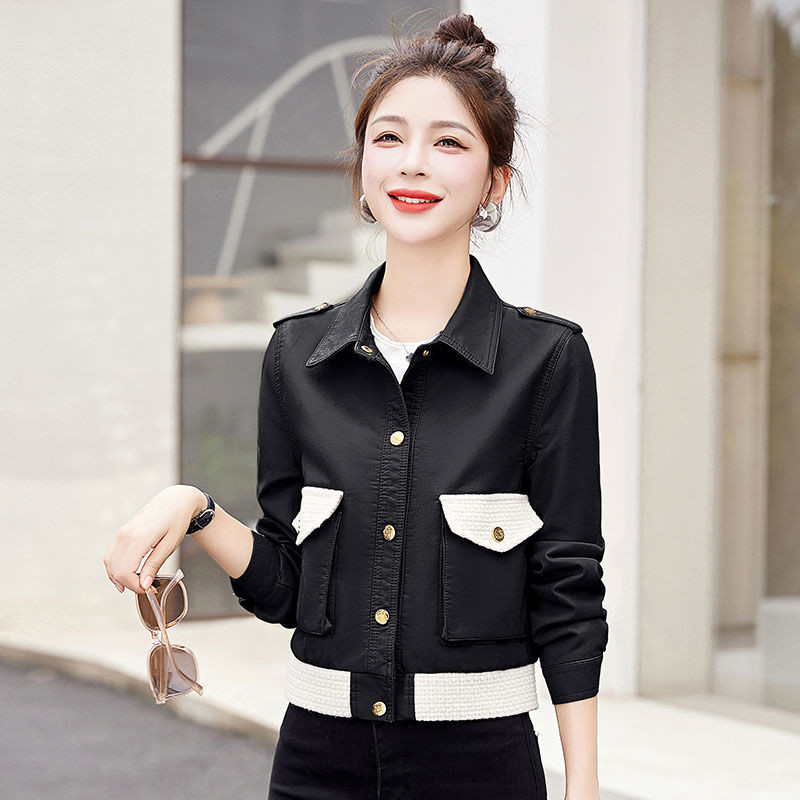 Spojena kožna jakna Epoleta Ženski kožni kaput Ovratnik na ovratnik Kožna odjeća Gornji dijelovi Motociklističke jakne Antilop umjetna koža
