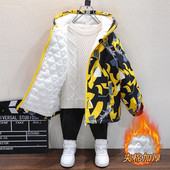 2023 Toamnă Iarnă Cool Băieți Jachetă Bumbac Cu Glugă Fermoar Culoare Contrast Pluș Îngroșat Cald La modă 5-13 ani