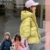 2023 m. Nauji mergaičių berniukų žieminiai ilgi paltai su gobtuvu vaikams medvilninis paminkštintas storas šiltas paltas vaikams madingi paltai drabužiai