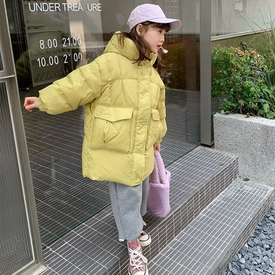 2023 m. Nauji mergaičių berniukų žieminiai ilgi paltai su gobtuvu vaikams medvilninis paminkštintas storas šiltas paltas vaikams madingi paltai drabužiai