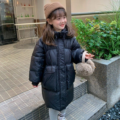 2023 m. Nauji mergaičių berniukų žieminiai ilgi paltai su gobtuvu vaikams medvilninis paminkštintas storas šiltas paltas vaikams madingi paltai drabužiai
