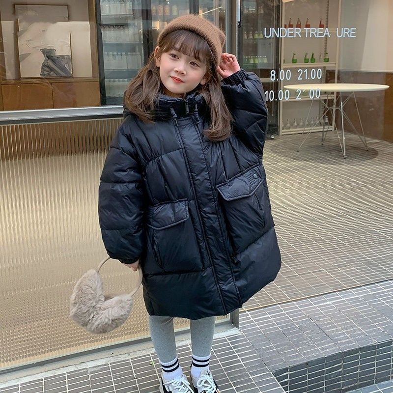 2023 m. Nauji mergaičių berniukų žieminiai ilgi paltai su gobtuvu vaikams medvilninis paminkštintas storas šiltas paltas vaikams madingi paltai drabužiai