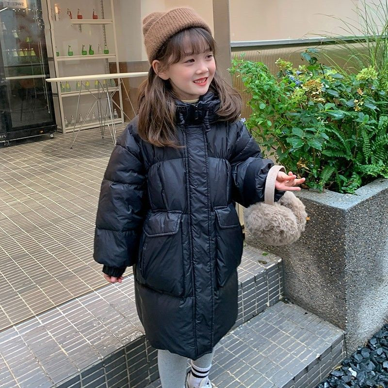 2023 m. Nauji mergaičių berniukų žieminiai ilgi paltai su gobtuvu vaikams medvilninis paminkštintas storas šiltas paltas vaikams madingi paltai drabužiai