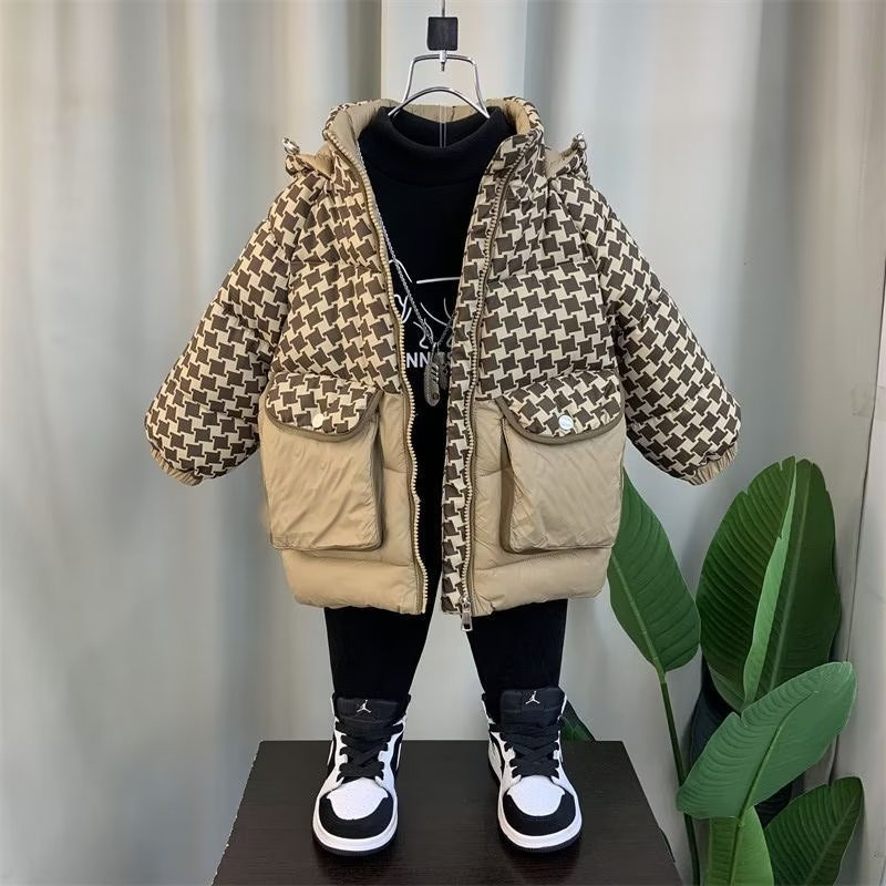 Ziemas jaka zēniem Meitenēm Dūnu jaka Sabiezināts Mētelis ar kapuci Liels Bērnu jaka Bērnu jakaZiemas jaka virsjaka Apģērbs