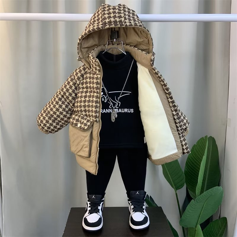 Ziemas jaka zēniem Meitenēm Dūnu jaka Sabiezināts Mētelis ar kapuci Liels Bērnu jaka Bērnu jakaZiemas jaka virsjaka Apģērbs