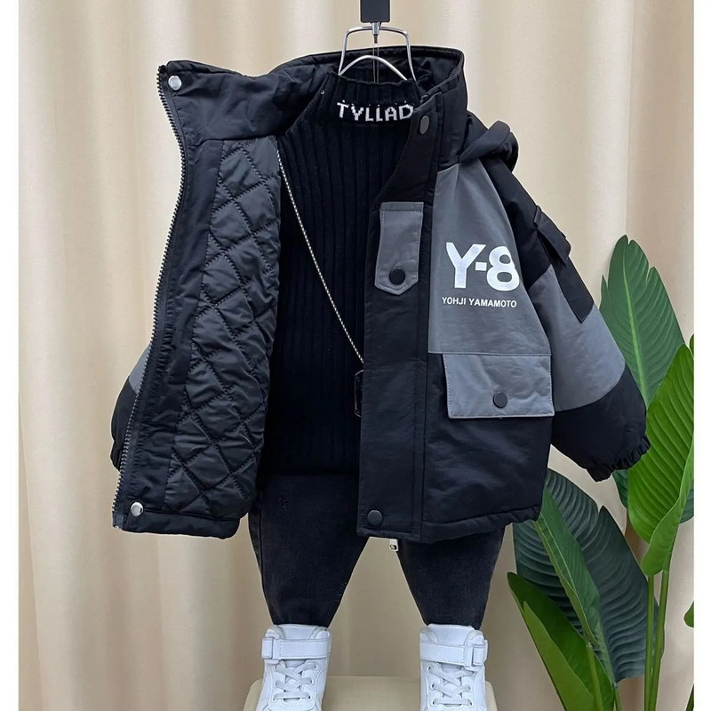 Berniukams rudens ir žiemos dygsniuota paminkštinta striukė, 2024 m. nauja vaikiška vilnonė striukė, graži berniukų beisbolo uniforma