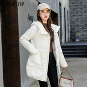 Jachete din puf de rață albă de modă, pentru femei, cu glugă, haină solidă, elegantă, pentru studenți YTNMYOP