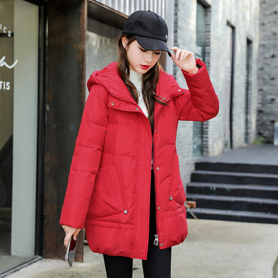 Jachete din puf de rață albă de modă, pentru femei, cu glugă, haină solidă, elegantă, pentru studenți YTNMYOP