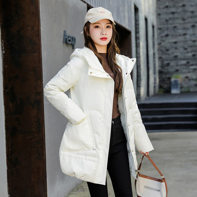 Jachete din puf de rață albă de modă, pentru femei, cu glugă, haină solidă, elegantă, pentru studenți YTNMYOP
