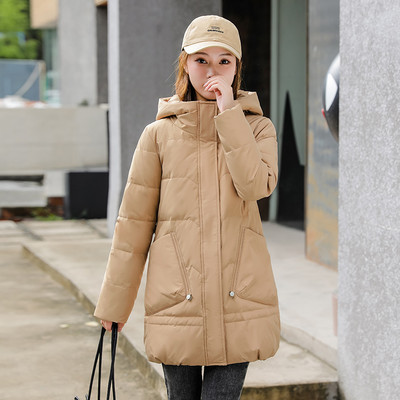 Jachete din puf de rață albă de modă, pentru femei, cu glugă, haină solidă, elegantă, pentru studenți YTNMYOP