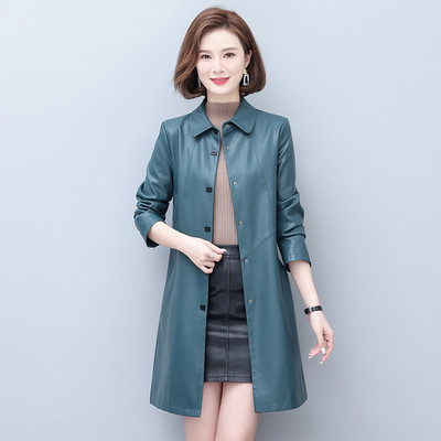 Îmbrăcăminte din piele de toamnă pentru femei Nou sosire Trench lung din piele S-5XL Mantouri cu un singur piept Jachete pentru femei High Street YTNMYOP