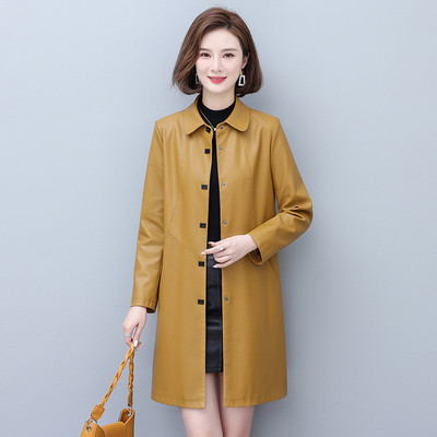 Îmbrăcăminte din piele de toamnă pentru femei Nou sosire Trench lung din piele S-5XL Mantouri cu un singur piept Jachete pentru femei High Street YTNMYOP