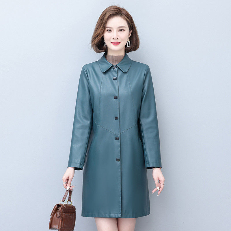 Îmbrăcăminte din piele de toamnă pentru femei Nou sosire Trench lung din piele S-5XL Mantouri cu un singur piept Jachete pentru femei High Street YTNMYOP