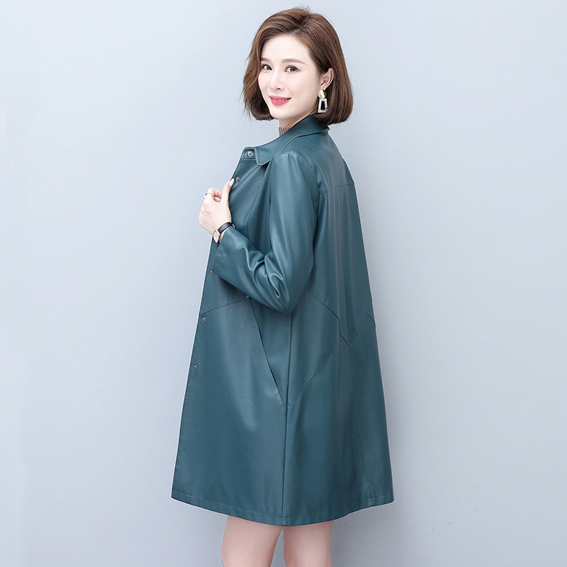 Îmbrăcăminte din piele de toamnă pentru femei Nou sosire Trench lung din piele S-5XL Mantouri cu un singur piept Jachete pentru femei High Street YTNMYOP