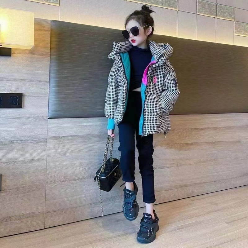 Jachete scurte de iarnă cu puf pentru fete Parka caldă cu glugă Copii mari 4-14 ani Copii Adolescenți îmbrăcăminte XMP233