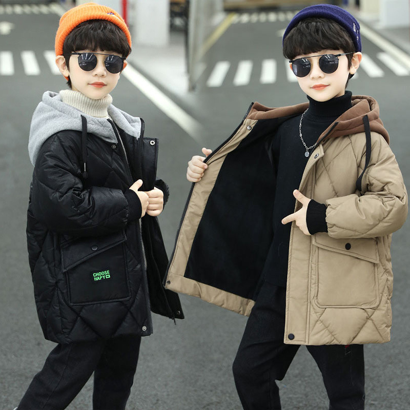 Modni topli topli kaputi za dječake, dječje zimske i baršunaste parke, dječja odjeća za 7-14 godina, tinejdžerske jakne otporne na vjetar