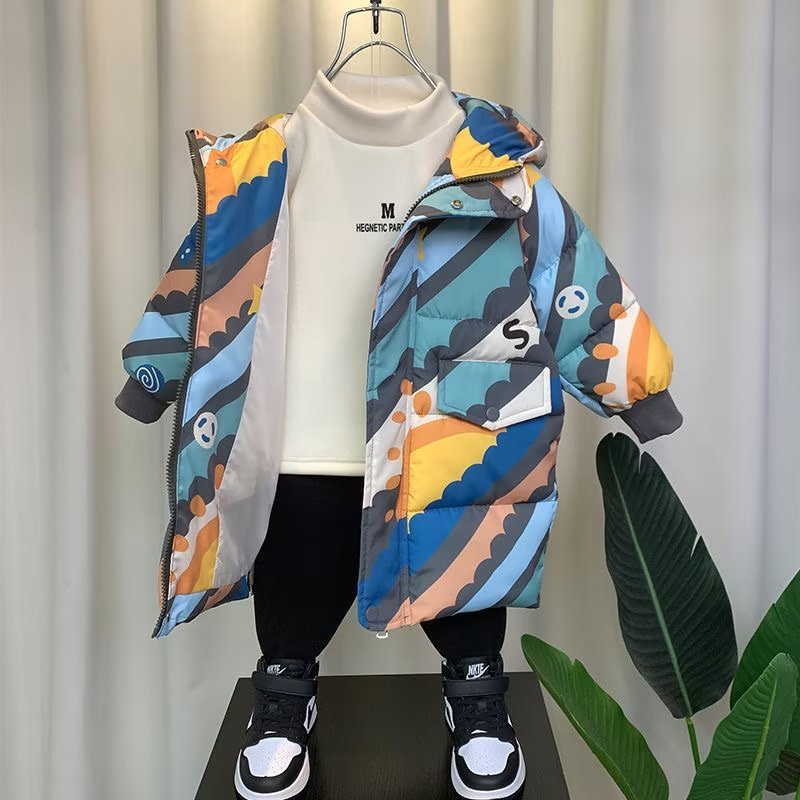 Dječji puh kaput Zimski tinejdžeri Dječaci Djevojčice Parka s kapuljačom i kaputi Deblje tople duge jakne Gornja odjeća za malu djecu