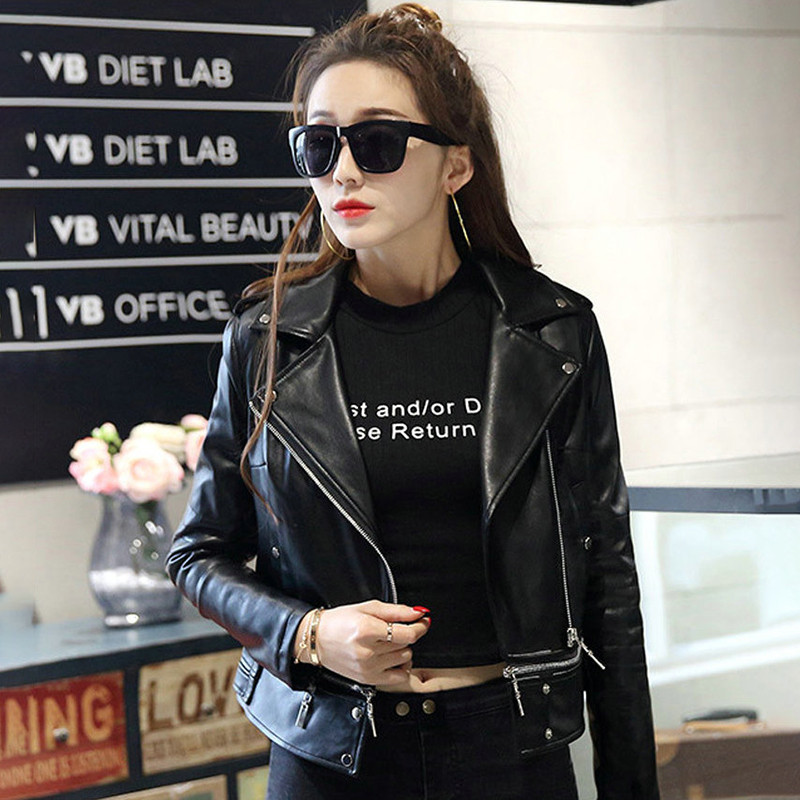 2022 Nou Toamnă Femei PU Jachetă Mutată din piele Motor Manson scurtă Femei Negru Detașabil Fermoar tiv Topuri Crop de primăvară Îmbrăcăminte exterioară