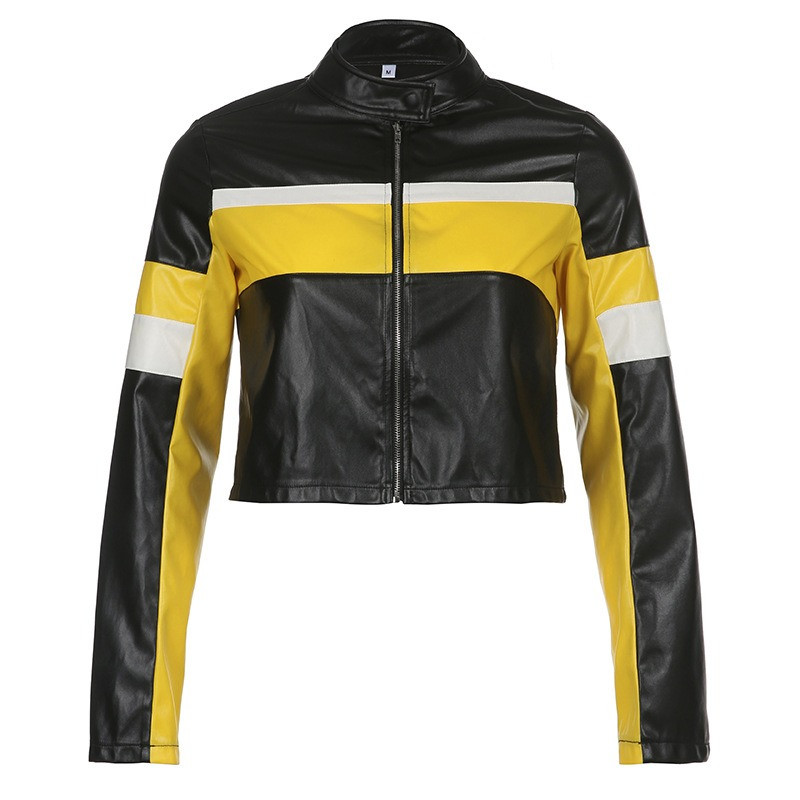 Jachete din piele de motocicletă Jachete bomber din PU Paltoane artificiale femei cu mânecă lungă cu fermoar subțire motor biker Streetwear 2023 nou top de primăvară