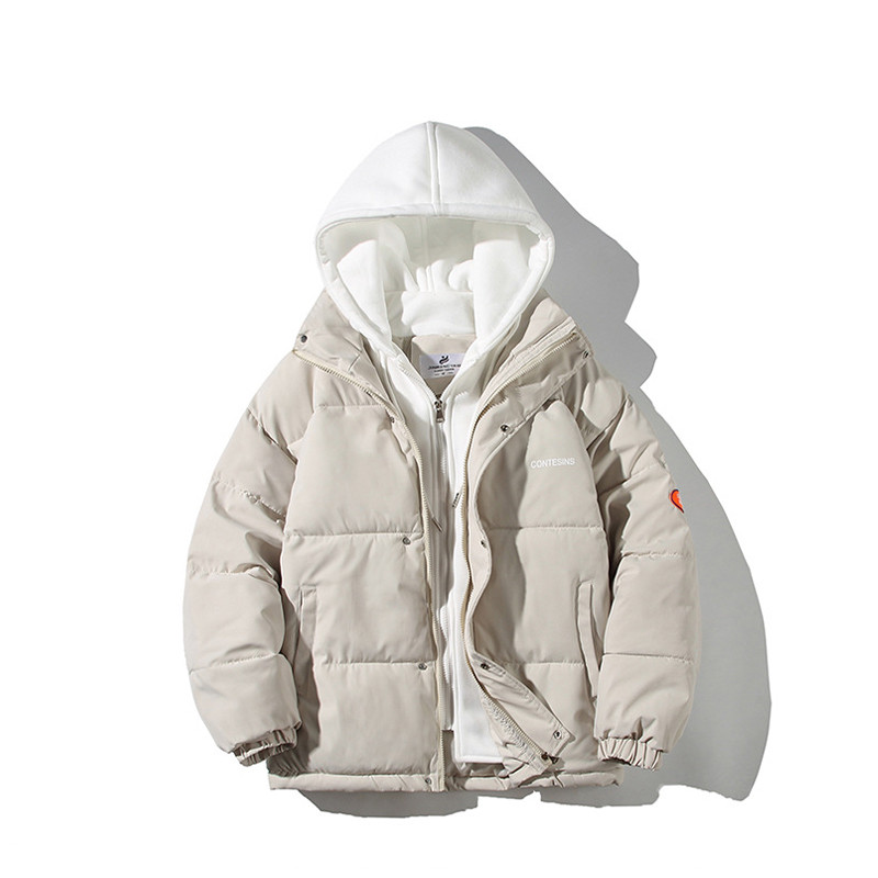 Jauns, biezs, kokvilnas polsterēts Y2K ikdienas mētelis, brīvi savienojams ar kapuci, kabatas rāvējslēdzējs Preppy jaka korejiešu sieviešu ziemas mētelis