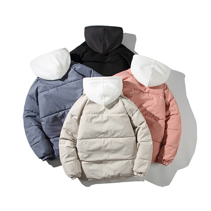 Jauns, biezs, kokvilnas polsterēts Y2K ikdienas mētelis, brīvi savienojams ar kapuci, kabatas rāvējslēdzējs Preppy jaka korejiešu sieviešu ziemas mētelis
