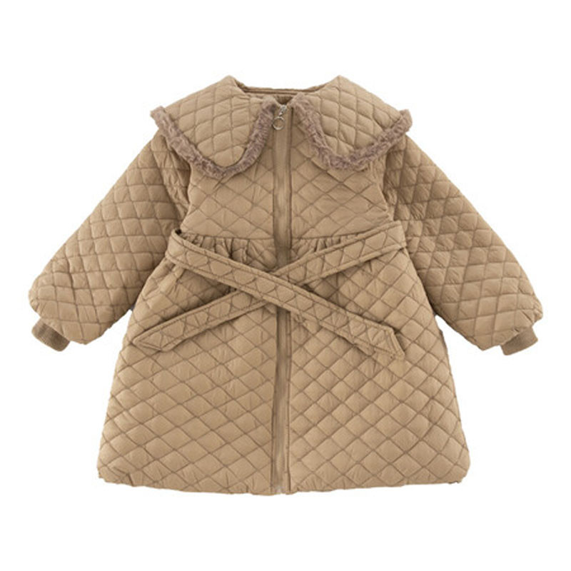 Jesen Zima Karirani kaput za djevojčice Dječja gornja odjeća Odjeća za malu djecu Dugačka pamučna odjeća Podstavljena topla dječja jakna CH63