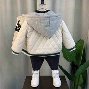Момче Дрехи с памучна подплата Корейски стил Нова мода Бебешко зимно яке Модерно детско дебело бейзболно униформено палто с подплата от полар