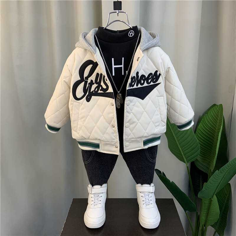 Odjeća podstavljena pamukom za dječake, korejski stil, nova modna dječja zimska jakna, trendi dječja debela bejzbol uniforma s podstavom od flisa