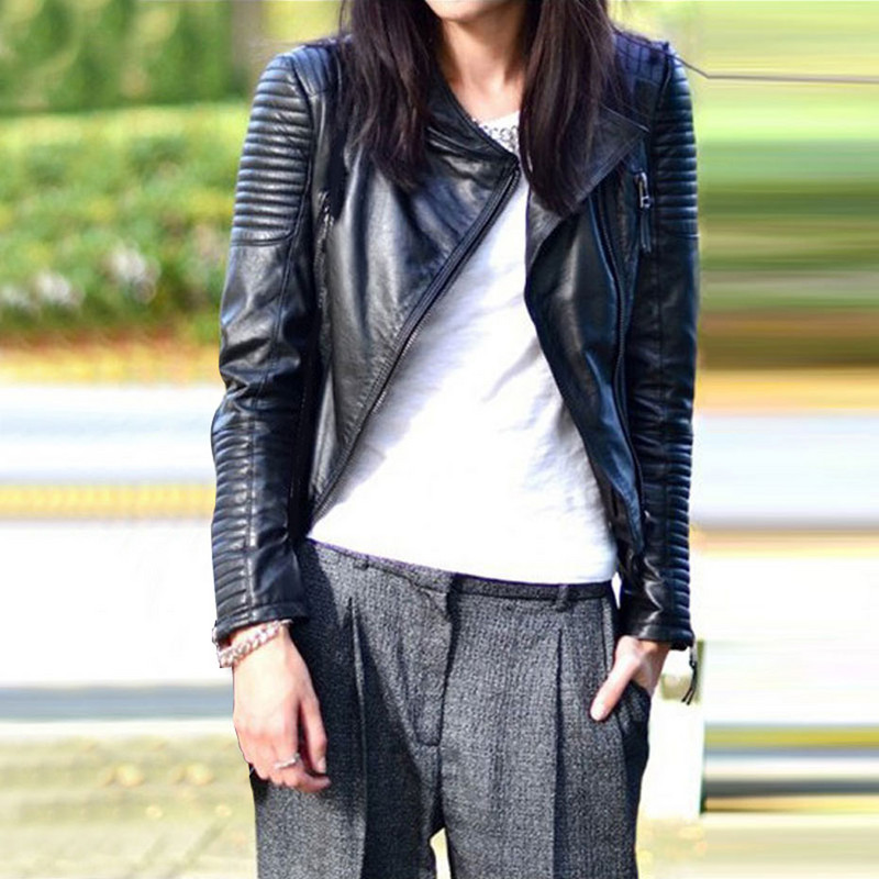 Jachetă clasică de piele pentru femei haină moto punk PU Biker Jaquetas Couro Casaco Bomber Jacket Cuerina Mujer