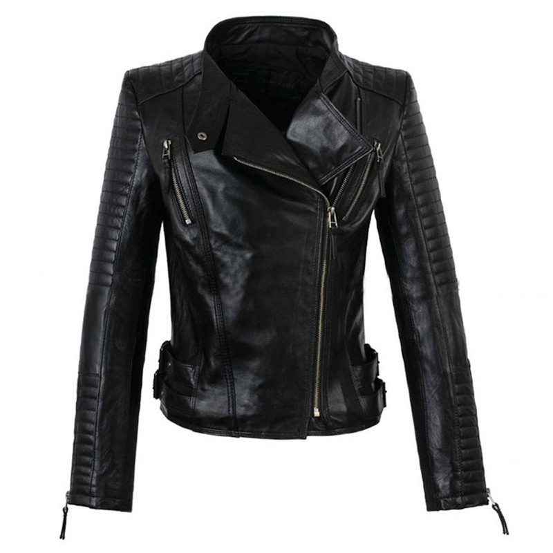 Jachetă clasică de piele pentru femei haină moto punk PU Biker Jaquetas Couro Casaco Bomber Jacket Cuerina Mujer