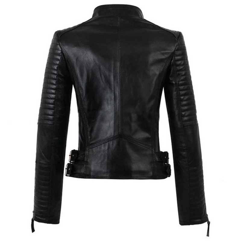 Jachetă clasică de piele pentru femei haină moto punk PU Biker Jaquetas Couro Casaco Bomber Jacket Cuerina Mujer