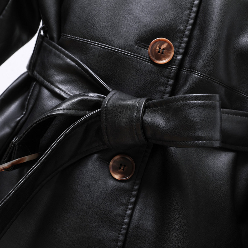 2023 proljeće i jesen debeli remen velike veličine kaput od isprane kože srednje dužine kaput s velikim preklopom tanka kožna jakna