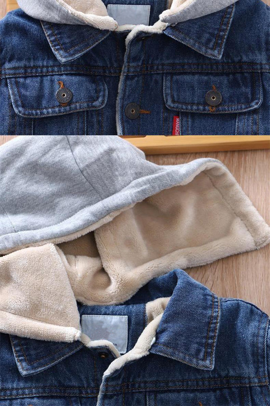 Dječji dječaci Jesen Zima Plus Velvet Fleece Denim Hoodies Jakne 4 5 8 10 12 Years Junior Topli Debeli Kaputi