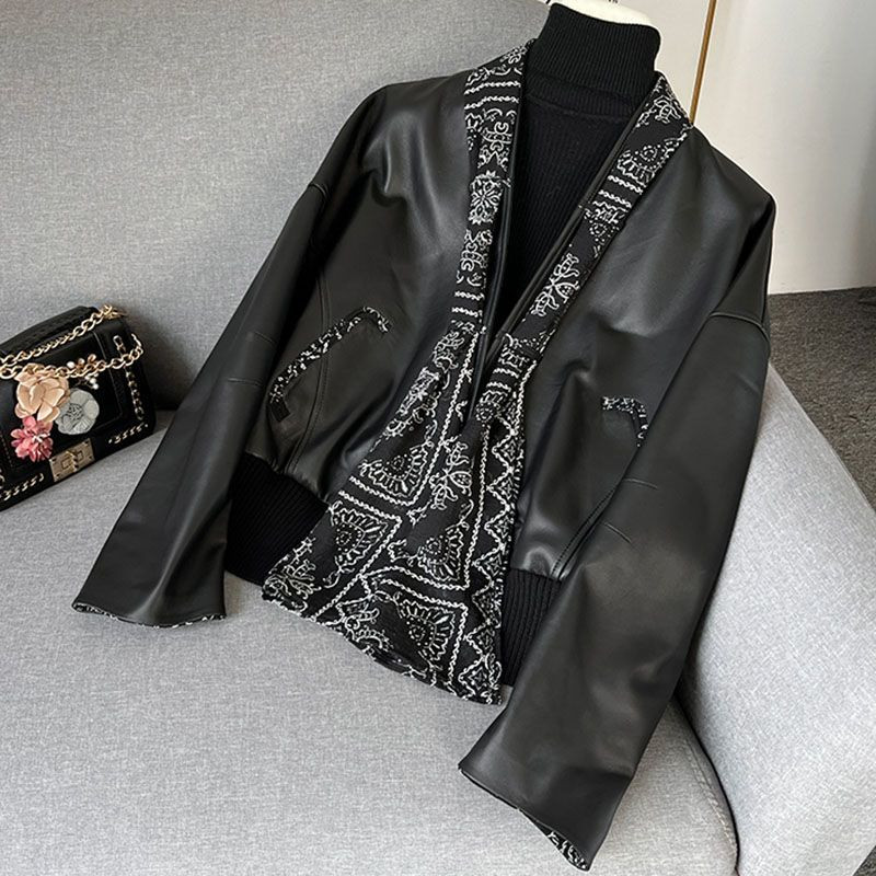 Jesenska nova ženska kratka, ležerna modna jakna s ovratnikom od ovčje kože od prave kože, ženski kaput