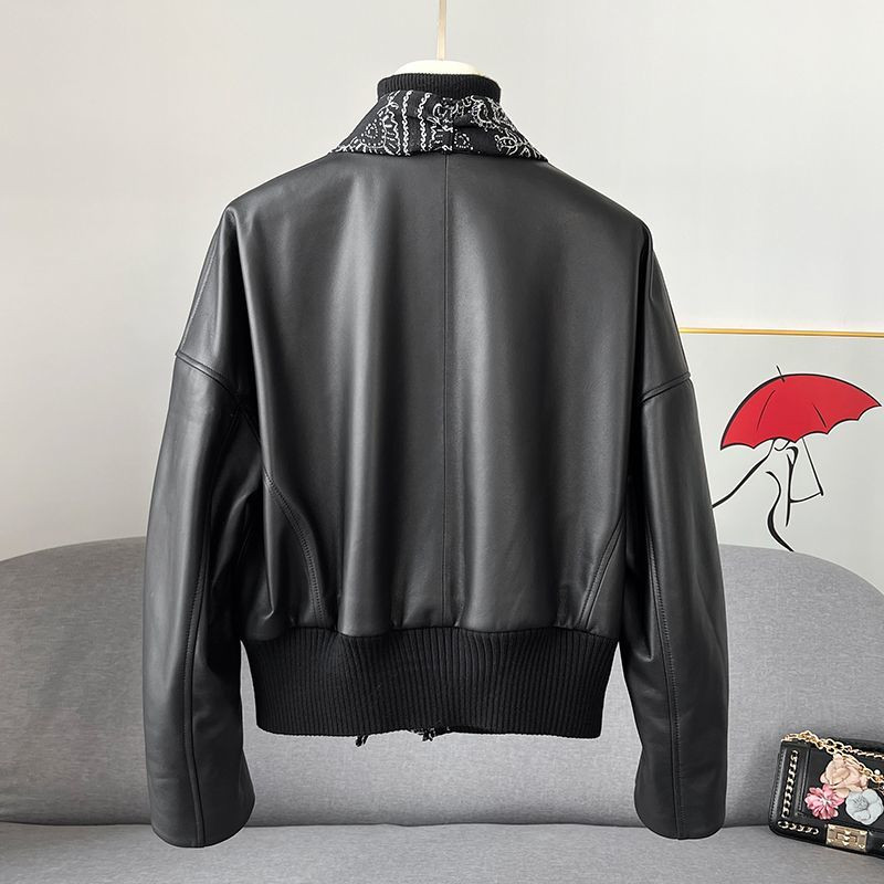 Jesenska nova ženska kratka, ležerna modna jakna s ovratnikom od ovčje kože od prave kože, ženski kaput