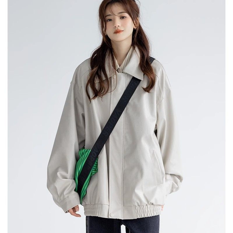 Deeptown Vintage kožna trkaća jakna Ženska ležerna prevelika korejska modna motociklistička jakna s patentnim zatvaračem Ulična odjeća Gotički stil