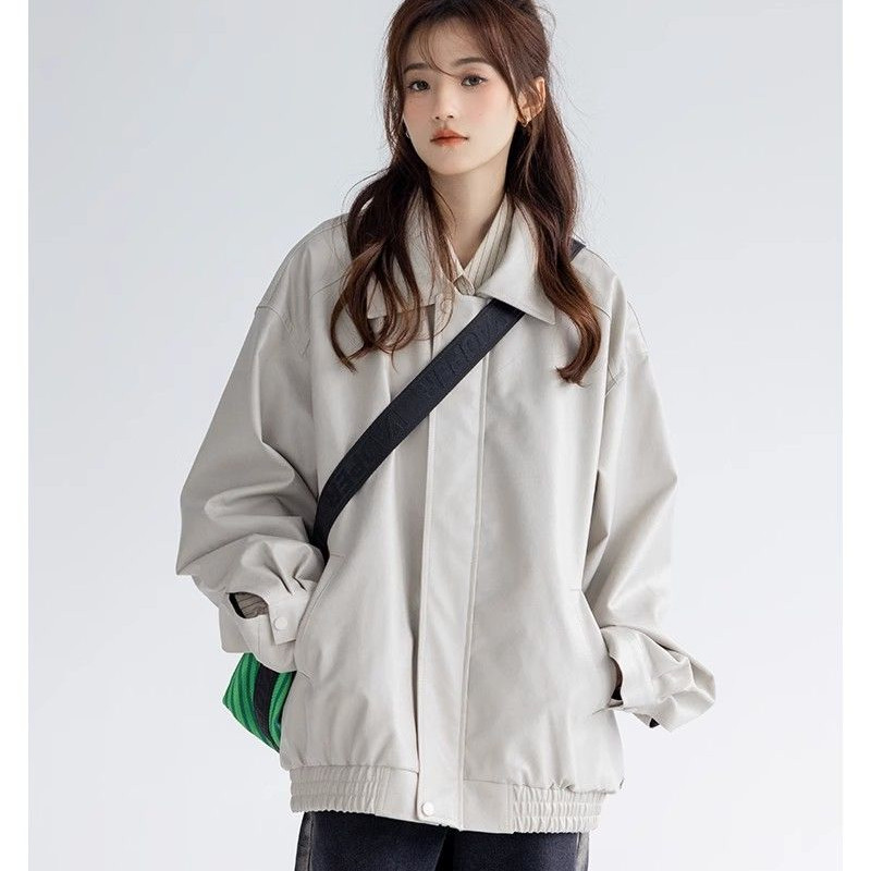 Deeptown Vintage kožna trkaća jakna Ženska ležerna prevelika korejska modna motociklistička jakna s patentnim zatvaračem Ulična odjeća Gotički stil