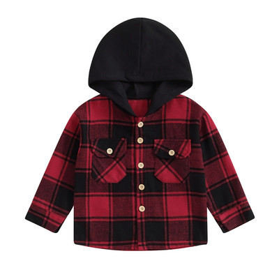 FOCUSNORM 0-4Y tipegő gyerekek fiú dzseki felsőruházat kockás mintás patchwork hosszú ujjú gombos zárható zsebes pulcsi felsők