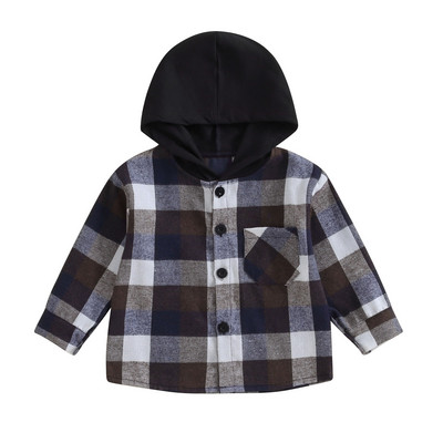 FOCUSNORM 0-4Y tipegő gyerekek fiú dzseki felsőruházat kockás mintás patchwork hosszú ujjú gombos zárható zsebes pulcsi felsők