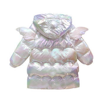 2022 Топло зимно ново модно палто за момиче Unicorn Wings Сладко облекло Памучно подплатено пухено яке Детско палто