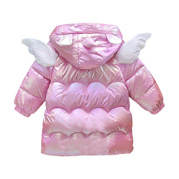 2022 Топло зимно ново модно палто за момиче Unicorn Wings Сладко облекло Памучно подплатено пухено яке Детско палто