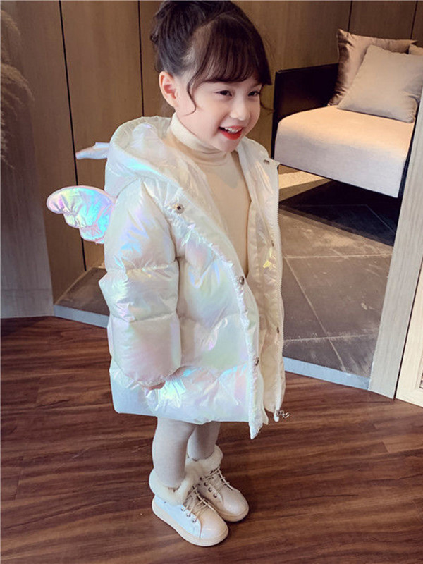 Iarnă caldă 2022, nouă modă, haină pentru fată, aripi de unicorn, ținută drăguță, jachetă căptușită din bumbac, haină pentru copii