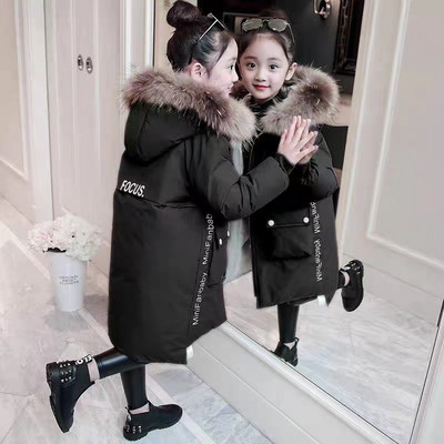 Nauja vaikiška striukė mergaitei stora 9 žiema 8 šiltas paltas Madingi Parka viršutiniai drabužiai su gobtuvu Vaikiški drabužiai mergaitėms 10 12 13 14T
